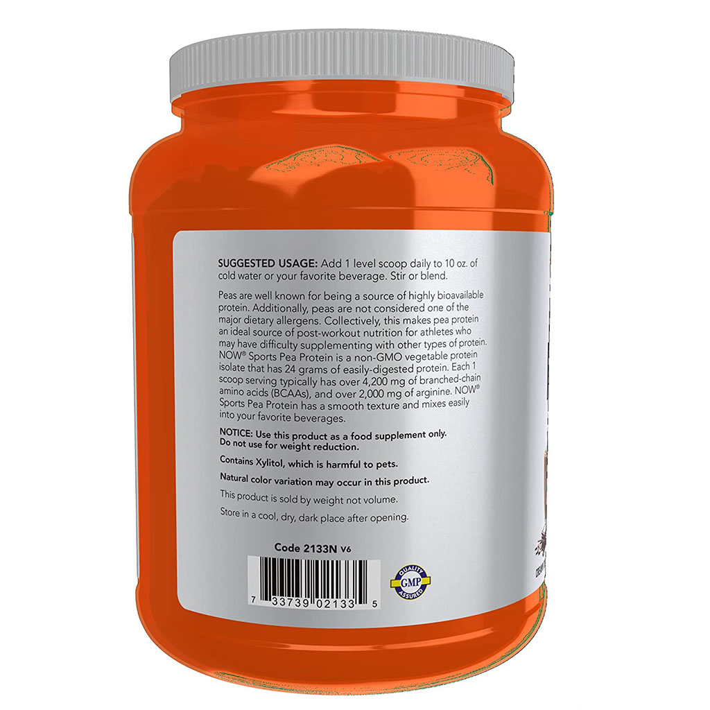 Now Sports Pea Protein Powder With BCAAs, Chocolate For Muscle Growth & Recovery 2lbs