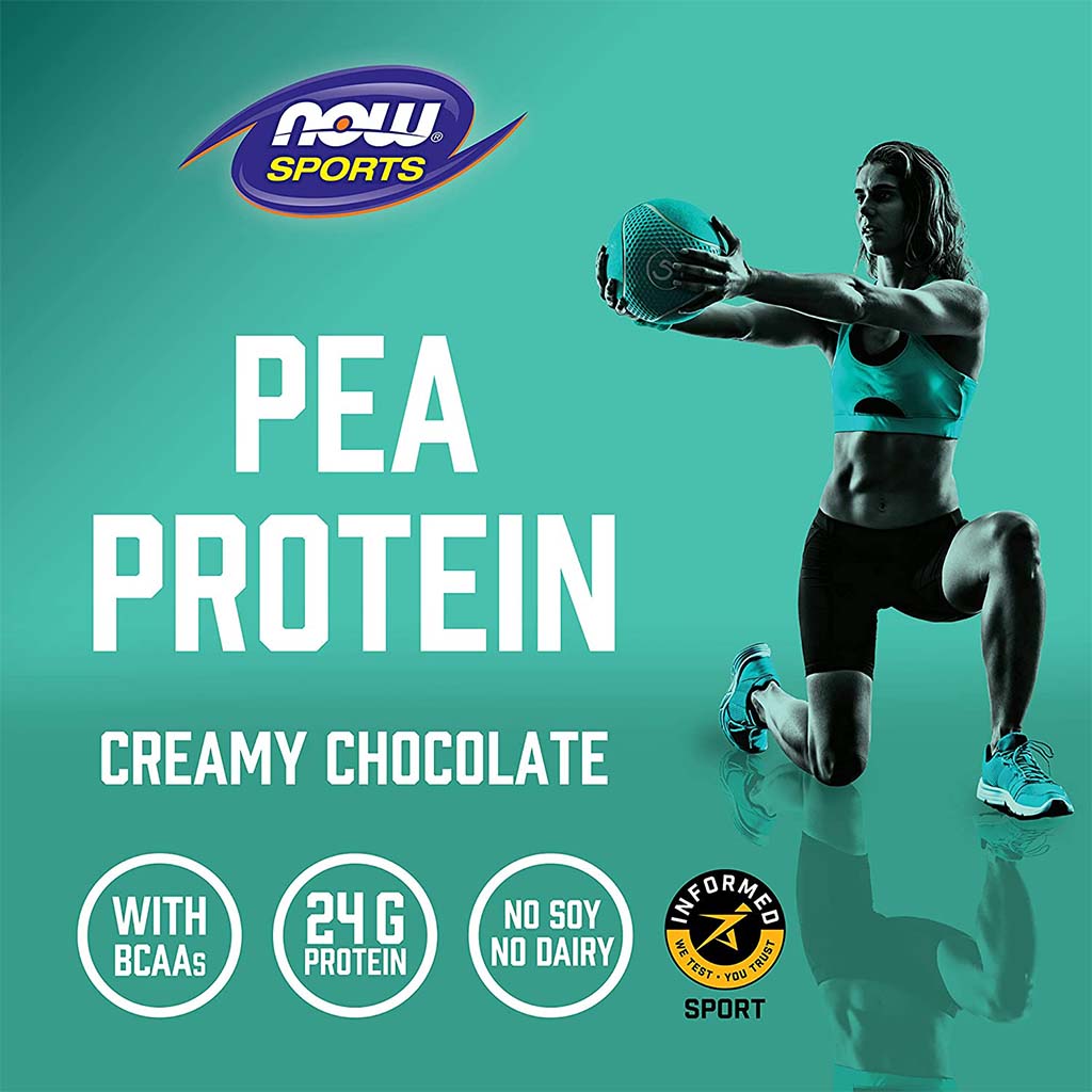 Now Sports Pea Protein Powder With BCAAs, Chocolate For Muscle Growth & Recovery 2lbs