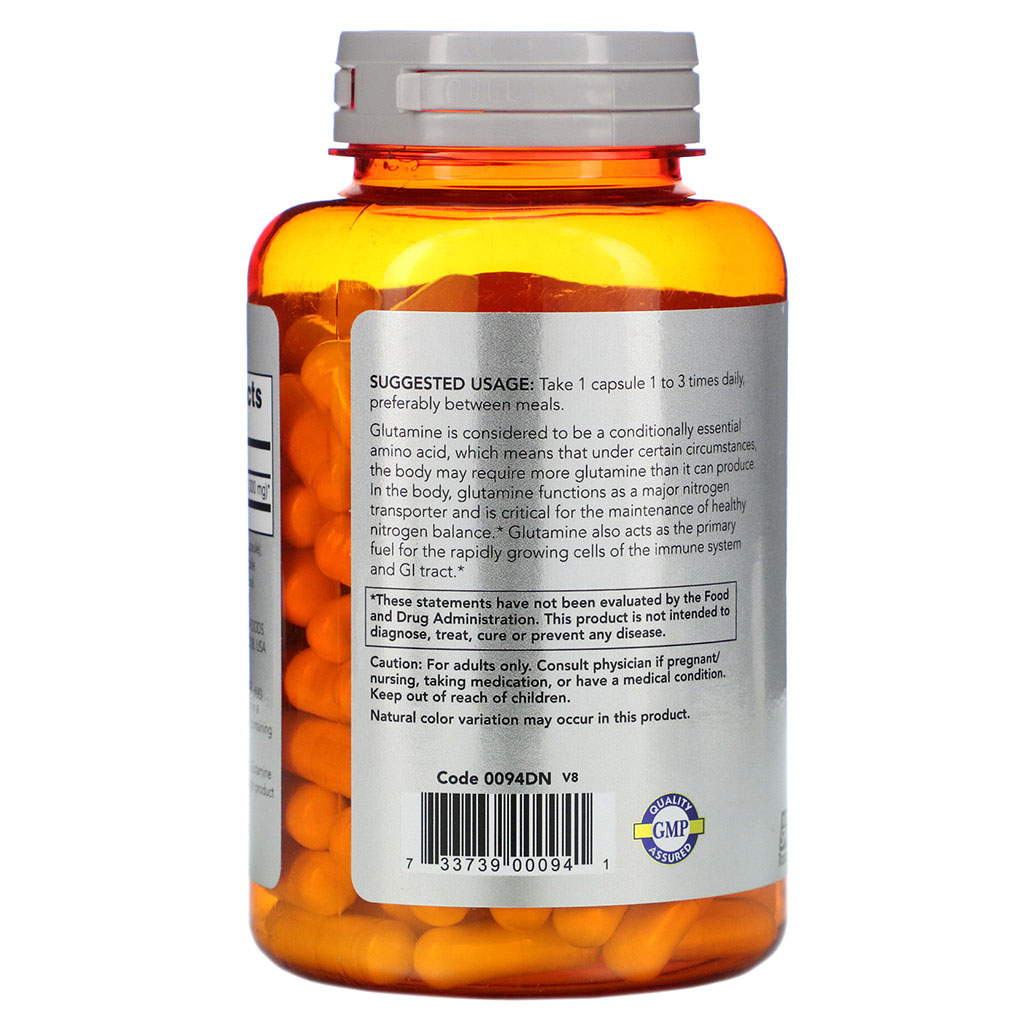 Now Sports L-Glutamine Double Strength 1000mg Veg Capsule, Pack of 120's