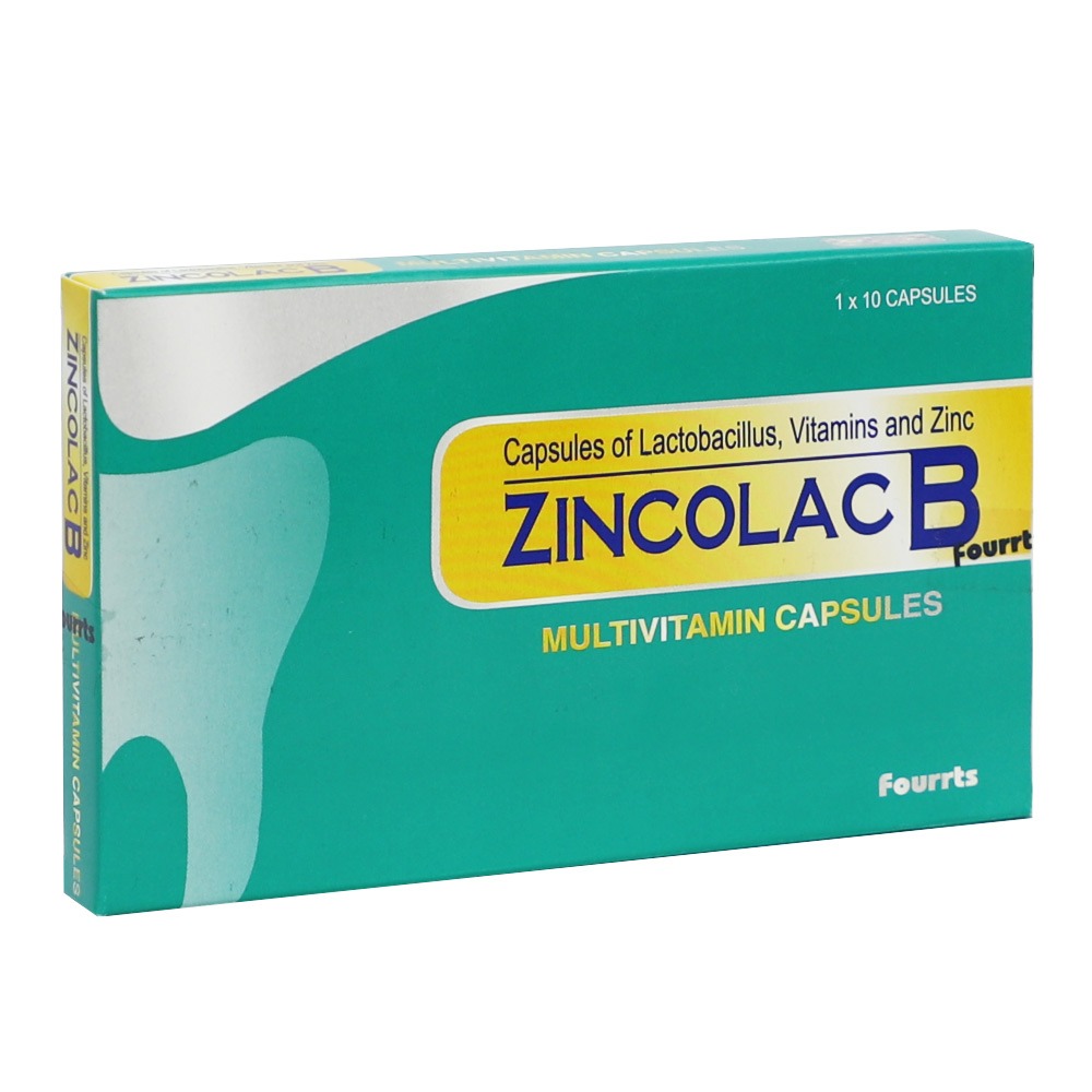 Zincolac B Multivitamin Supplement Capsules With Zinc & Probiotics, Pack of 10's