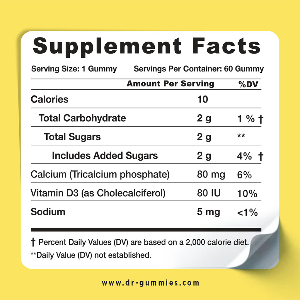Dr. Gummies Kids Calcium + Vitamin D Gummies For Healthy Bone & Teeth, Pack of 60's