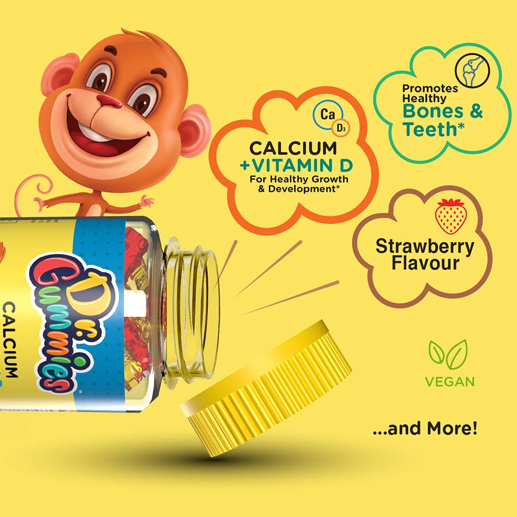 Dr. Gummies Kids Calcium + Vitamin D Gummies For Healthy Bone & Teeth, Pack of 60's