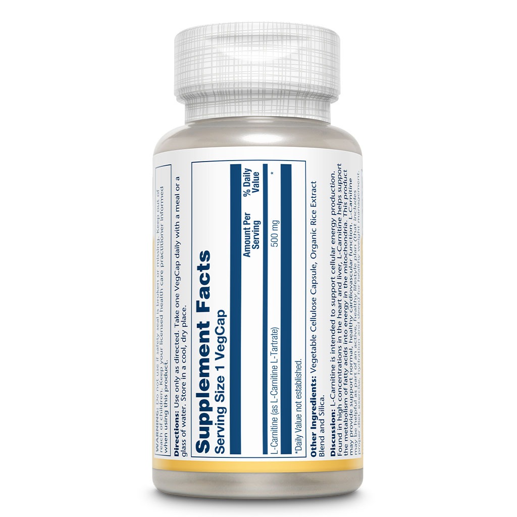 Solaray L- Carnitine 500mg Veg Capsules, Pack of 60's