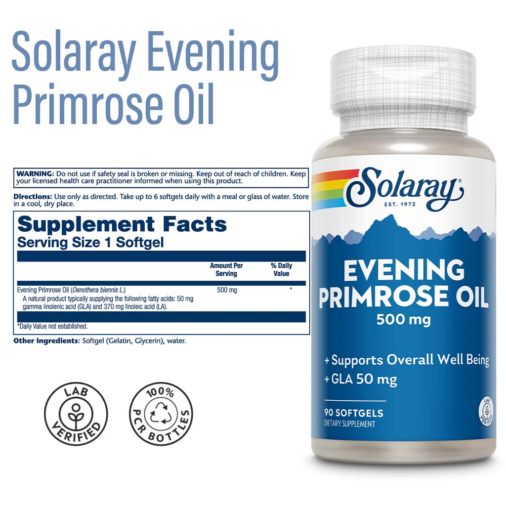 Solaray Evening Primrose Oil 500mg Softgels, Pack of 90's