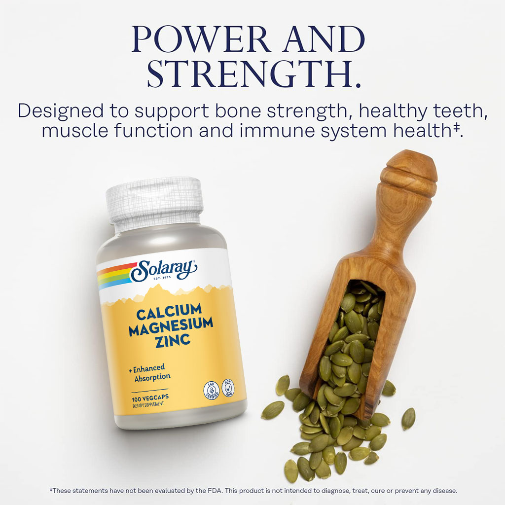 Solaray Calcium Magnesium Zinc Veg Capsules 100's