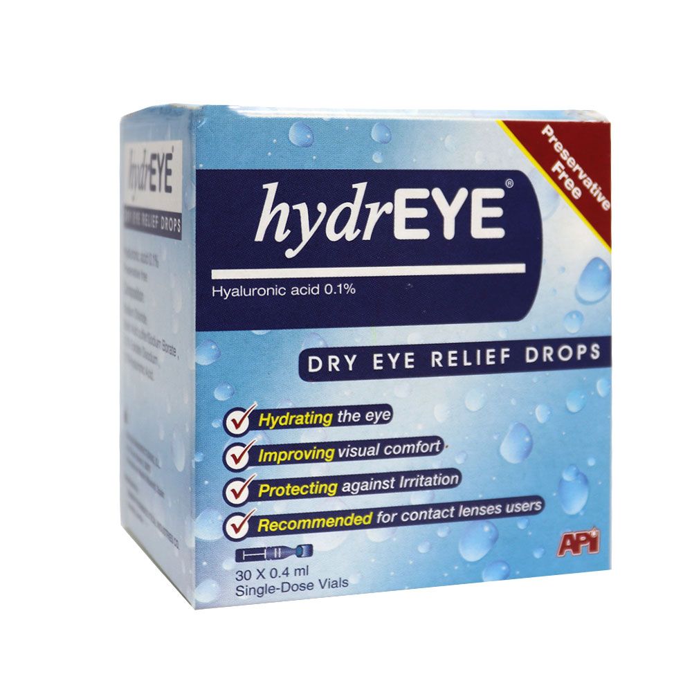 Hydreye 0.1% Dry Eye Relief Drops Single Dose Unit 0.4 mL 30's