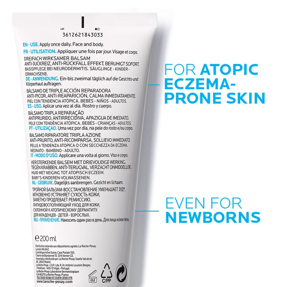 La Roche-Posay Lipikar Baume Ap+M Moisturizer For Atopic Eczema & Allergy-Prone Skin With Extreme Dryness 200ml