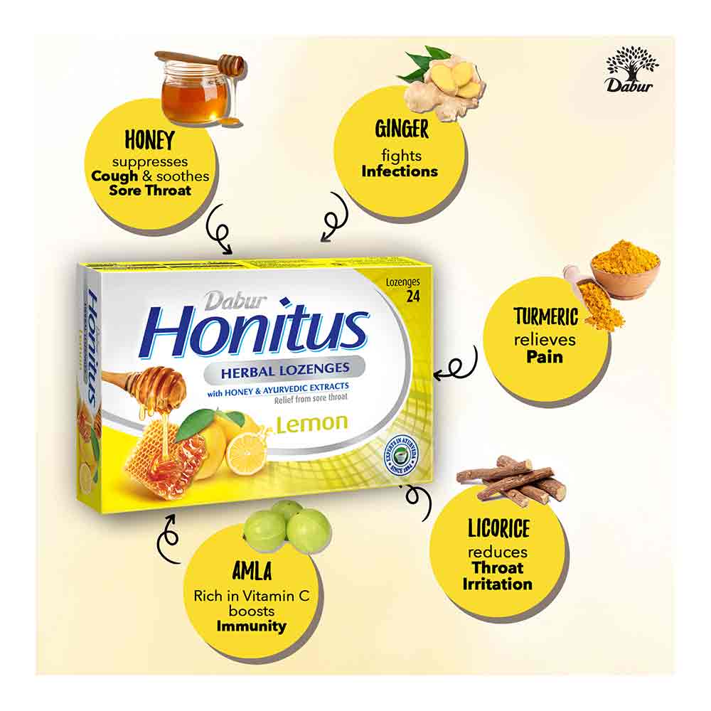 Dabur Honitus Herbal Lozenges Lemon 24's