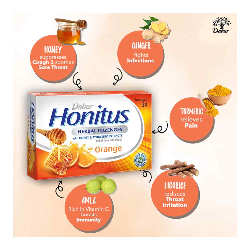 Dabur Honitus Herbal Lozenges Orange 24's