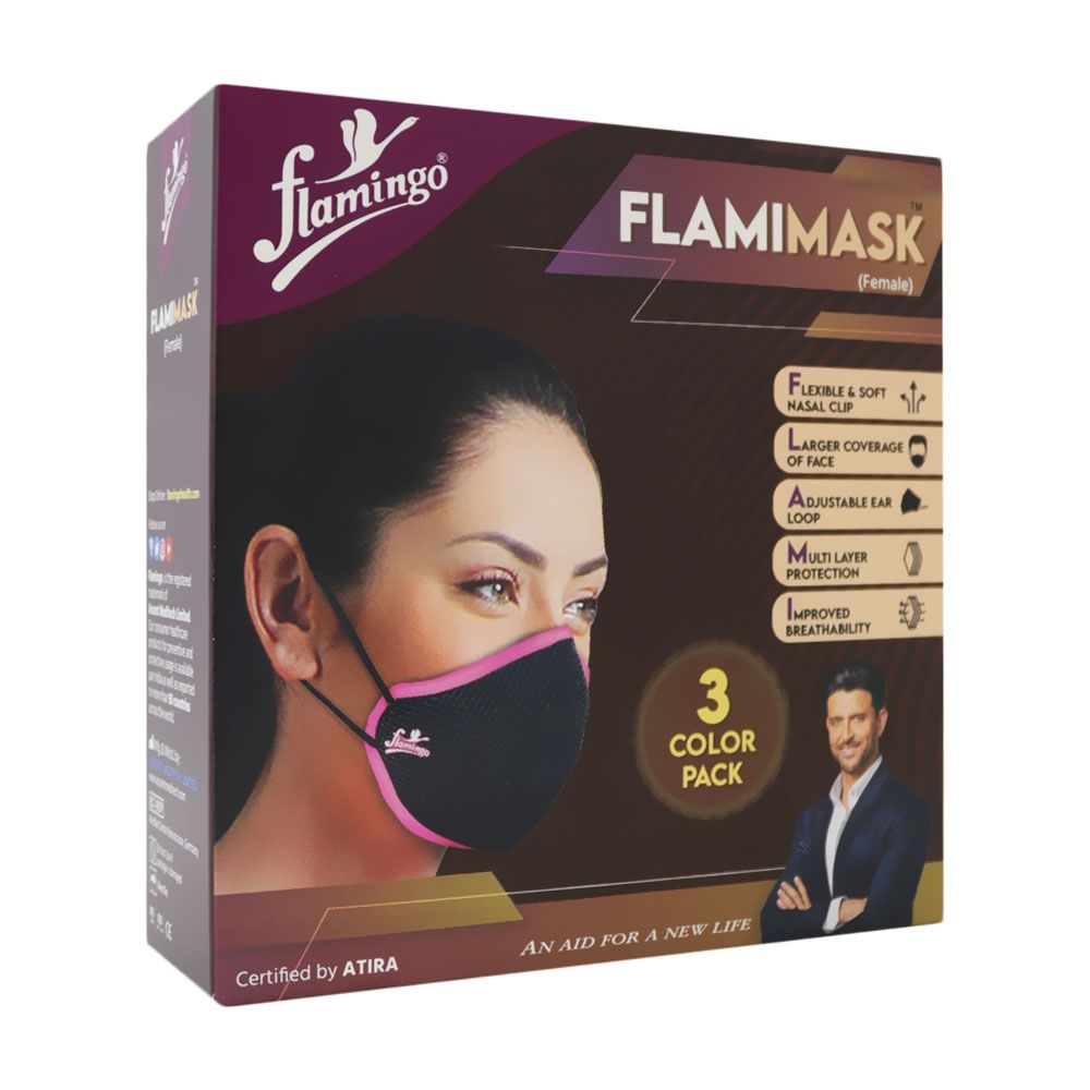 Flamingo FlamiMask Reusable & Washable Face Mask Female 3's