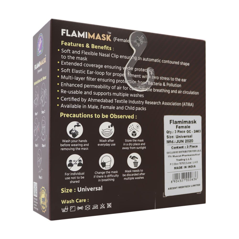 Flamingo FlamiMask Reusable & Washable Face Mask Female 3's