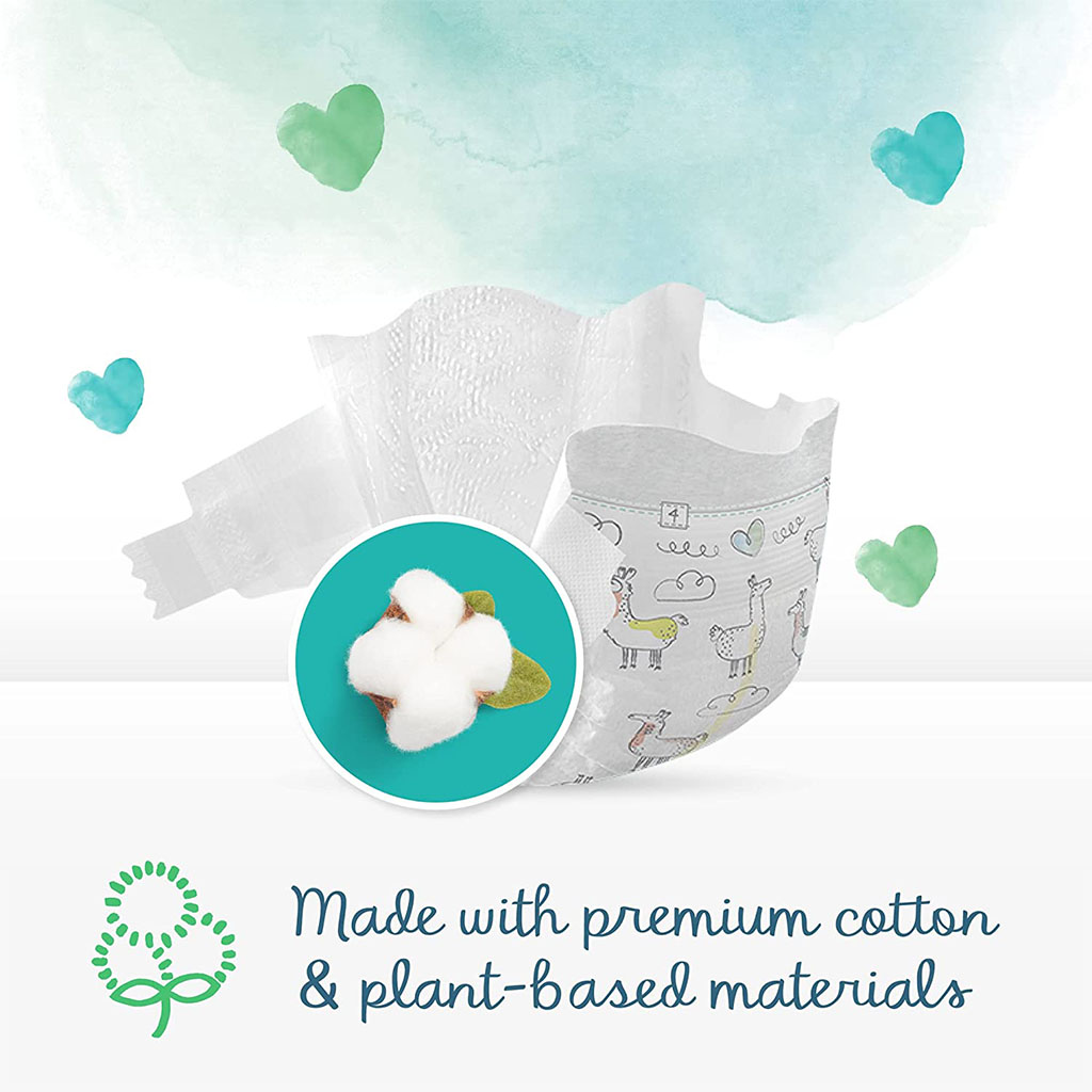 Pampers Pure Protection Premium Cotton Baby Diapers, Size 2, 4-8Kg, Pack of 39's
