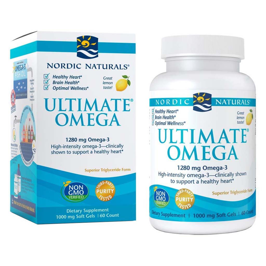Nordic Naturals Ultimate Omega 3 1280mg Per Serving Fish Oil Supplement Softgels, Pack of 60's