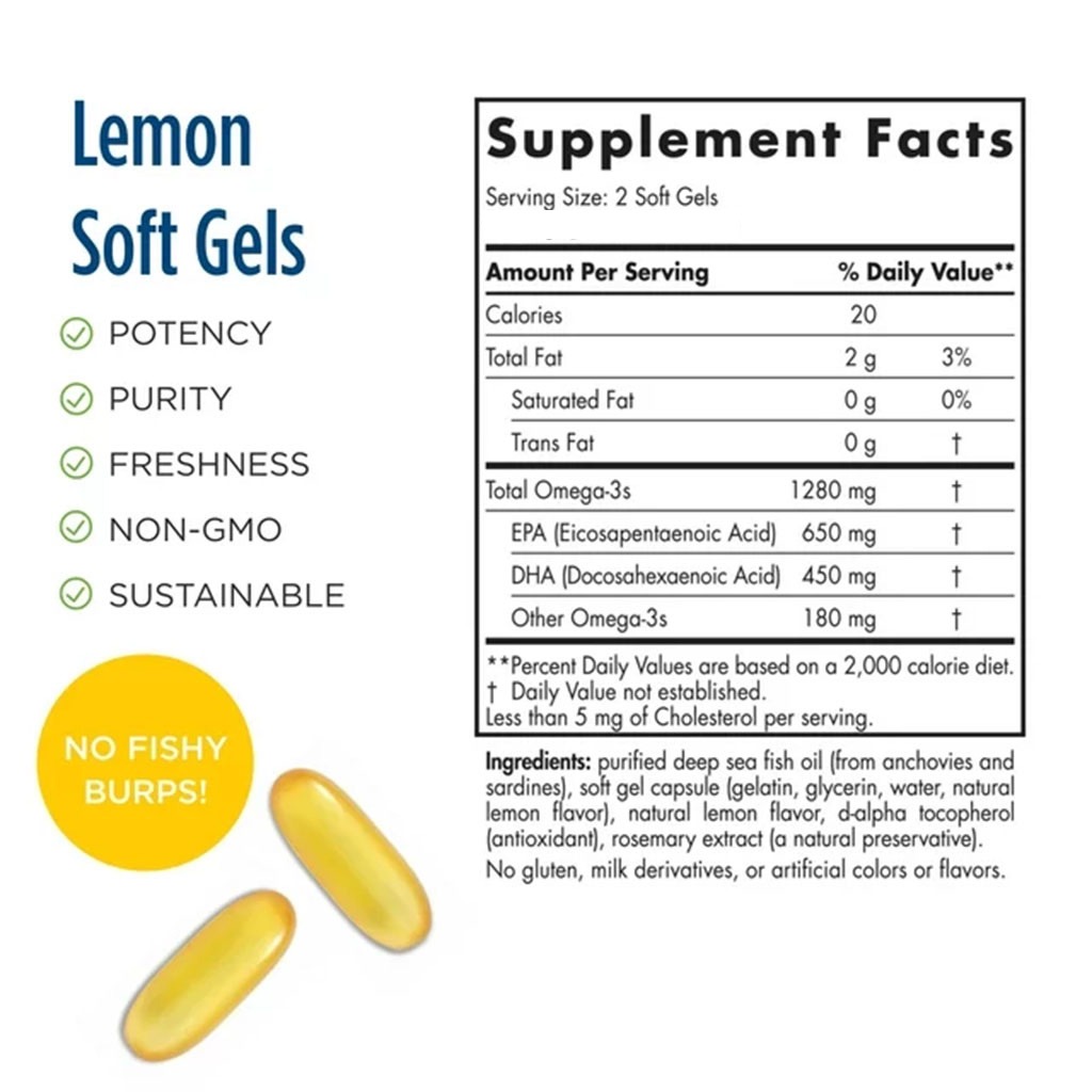 Nordic Naturals Ultimate Omega 3 1280mg Per Serving Fish Oil Supplement Softgels, Pack of 60's