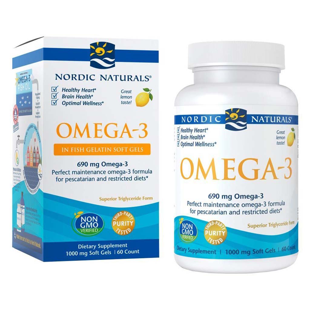Nordic Naturals Omega 3 690mg Per Serving Fish Oil Supplement Softgels, Pack of 60's