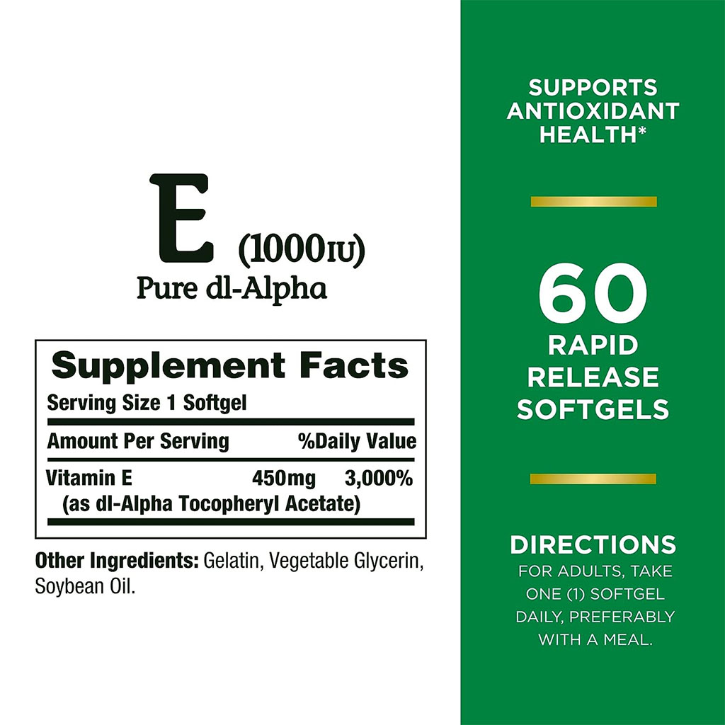 Nature's Bounty E-1000IU Pure dl-Alpha Softgels 50's