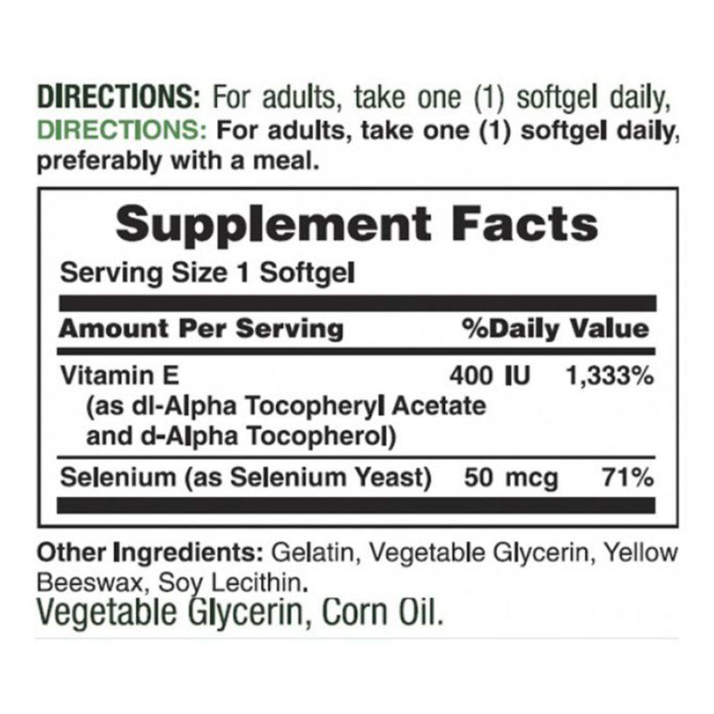 Nature's Bounty E-400IU with Selenium 50 mcg Softgels 30's