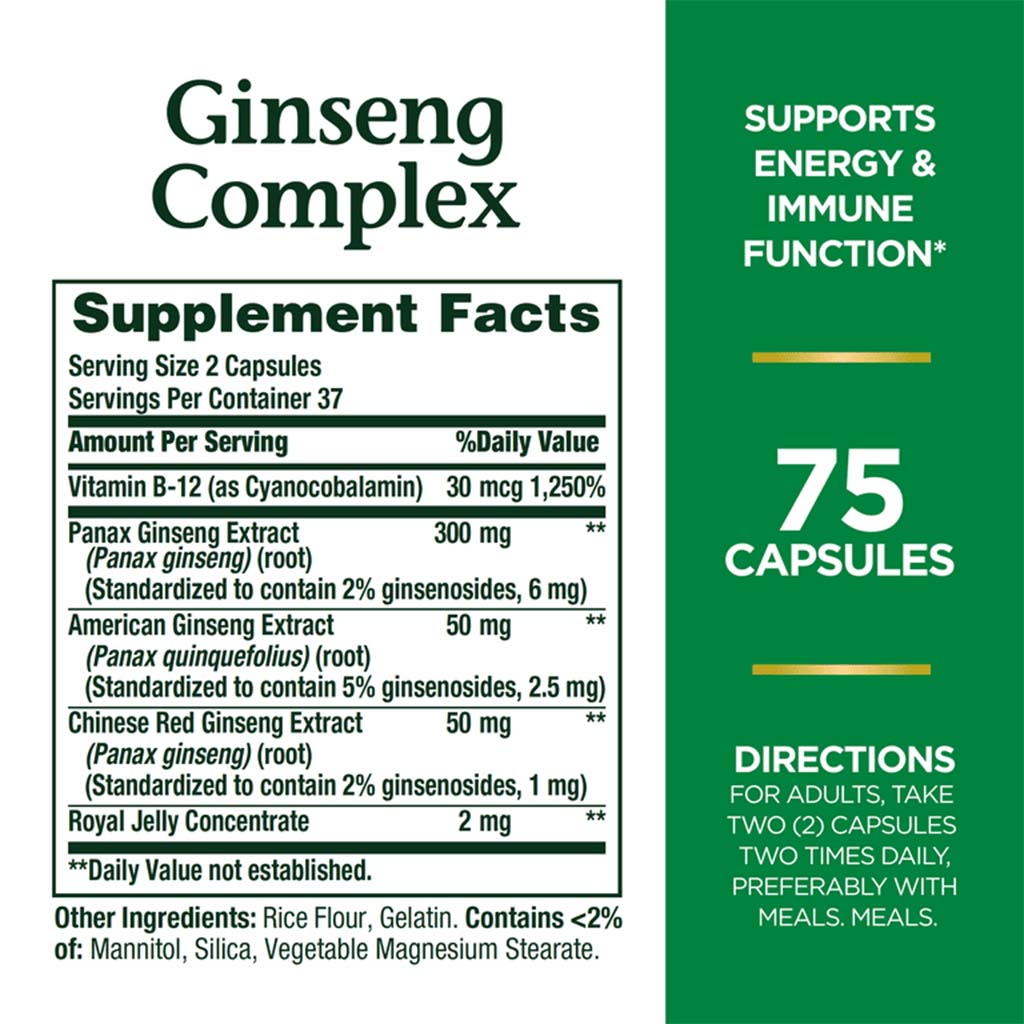 Nature's Bounty Ginseng Complex Capsules 75's