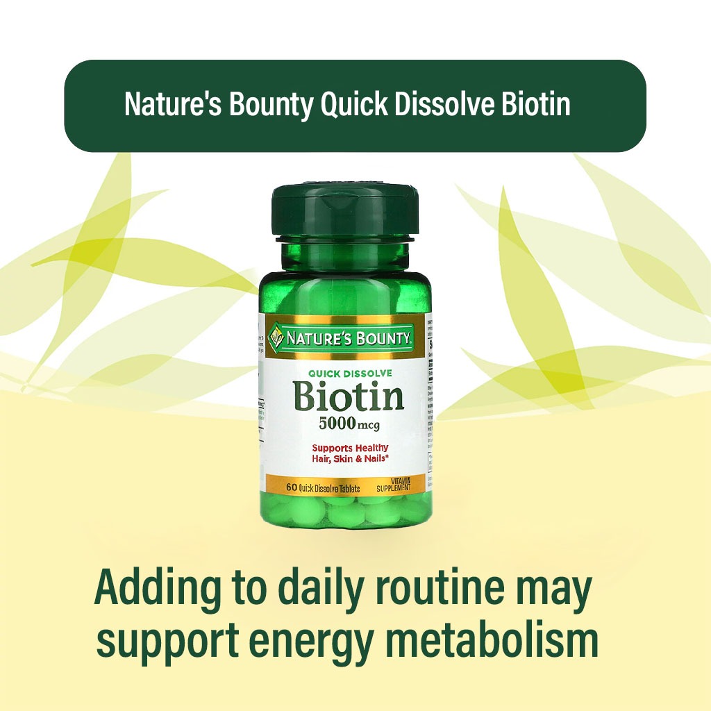 Nature's Bounty Quick Dissolve Biotin 5000 mcg Tablets 60's