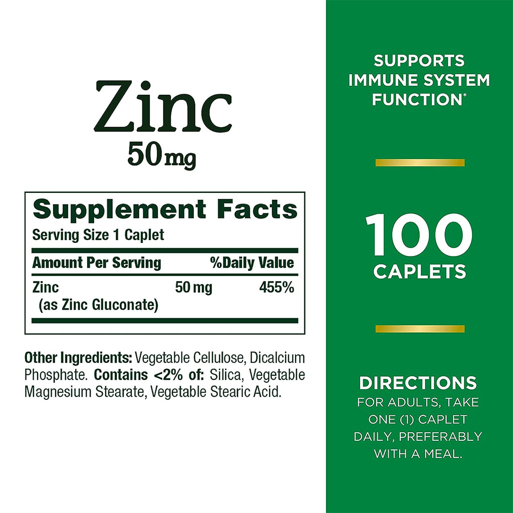 Nature's Bounty Zinc 50 mg Caplet 100's