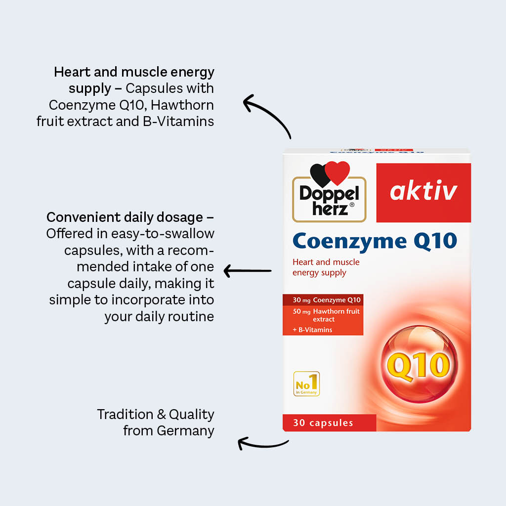 Doppelherz aktiv Coenzyme Q10 Capsules For Healthy Heart, Muscle & Energy Support, Pack of 30's