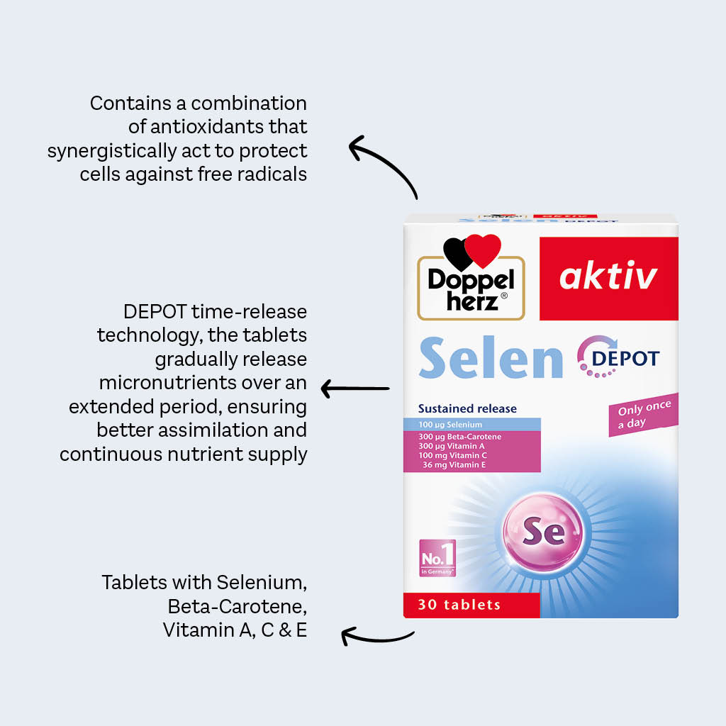 Doppelherz aktiv Selen Depot Selenium Tablets For Antioxidant & Immunity Support, Pack of 30's