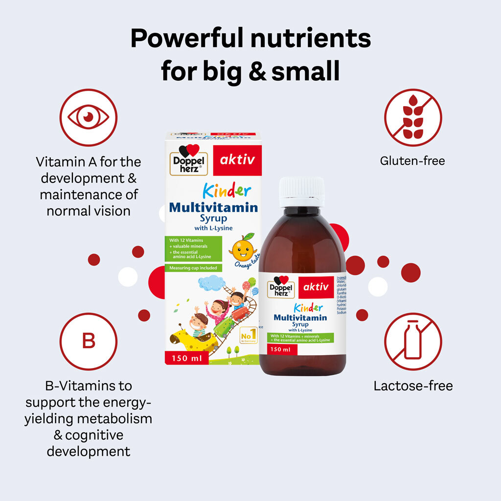 Doppelherz aktiv Kinder Multivitamin Syrup With L-Lysine 150ml
