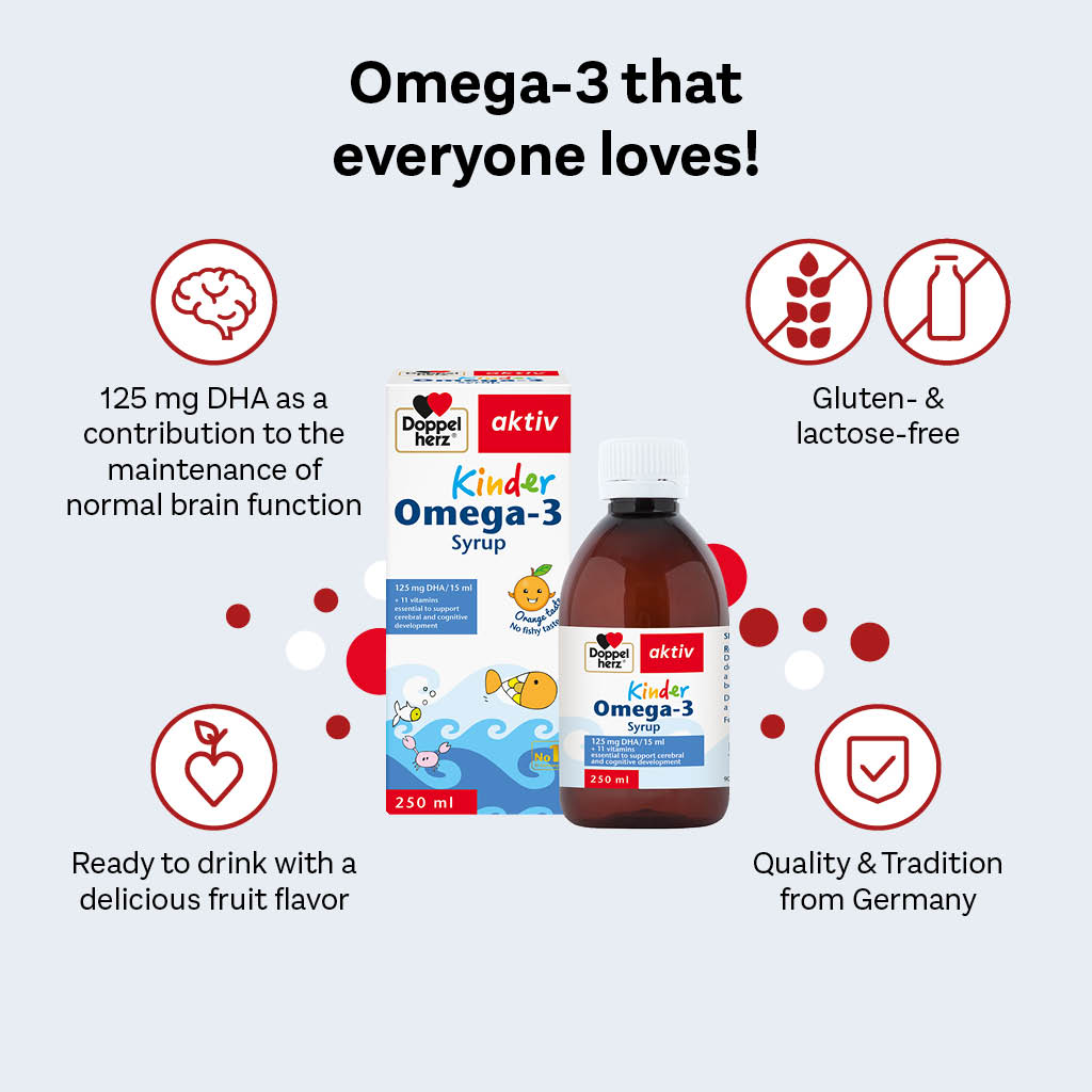 Doppelherz aktiv Kinder Omega-3 Syrup For Children's Cognitive Development 250ml