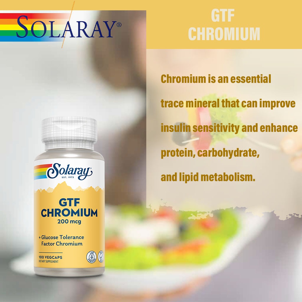 Solaray GTF Chromium 200 mcg Veg Capsules 100's
