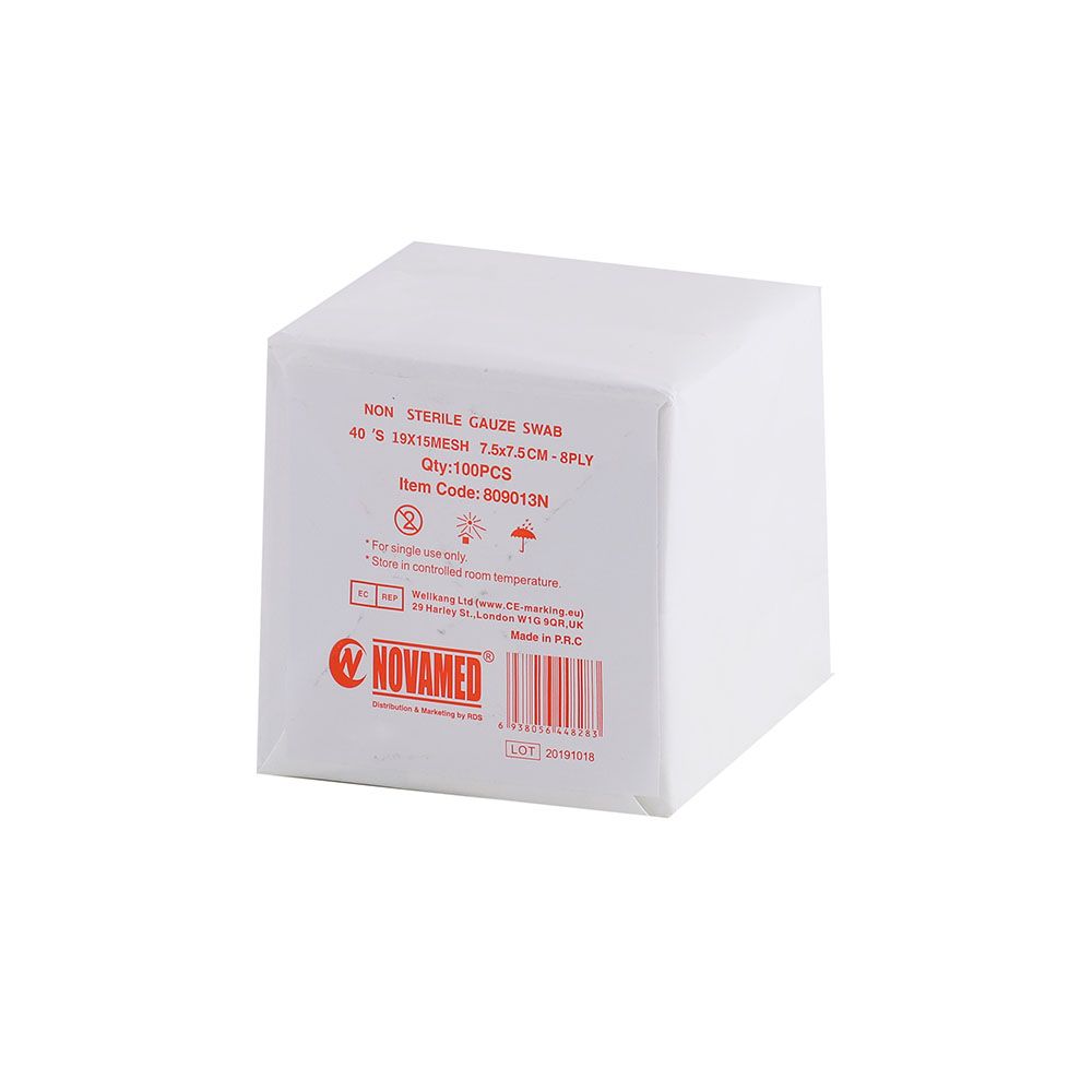 Novamed Non Sterile Gauze Swab 7.5 cm x 7.5 cm 100's