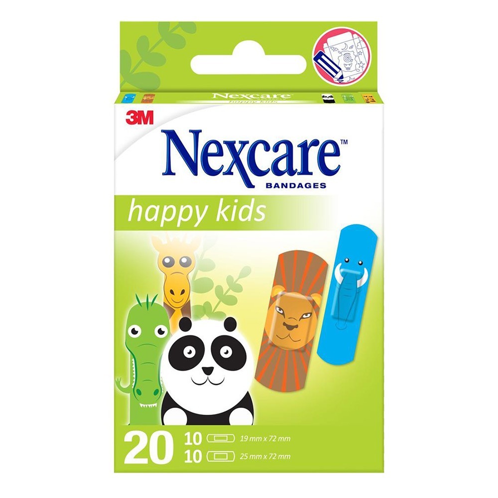3M Nexcare Happy Kids Bandage Animals Assorted 20's