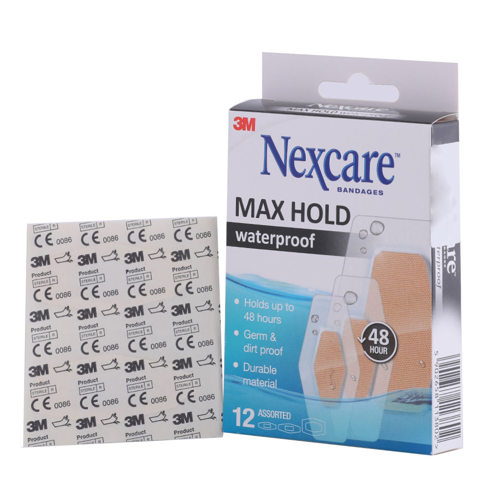 3M Nexcare Max Hold Waterproof Bandage 12's