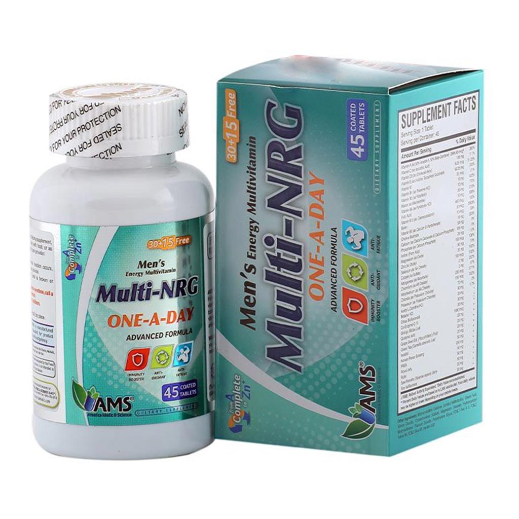 AMS Multi-NRG Men's Energy Multivitamin Supplement Tablets, Pack of 45's