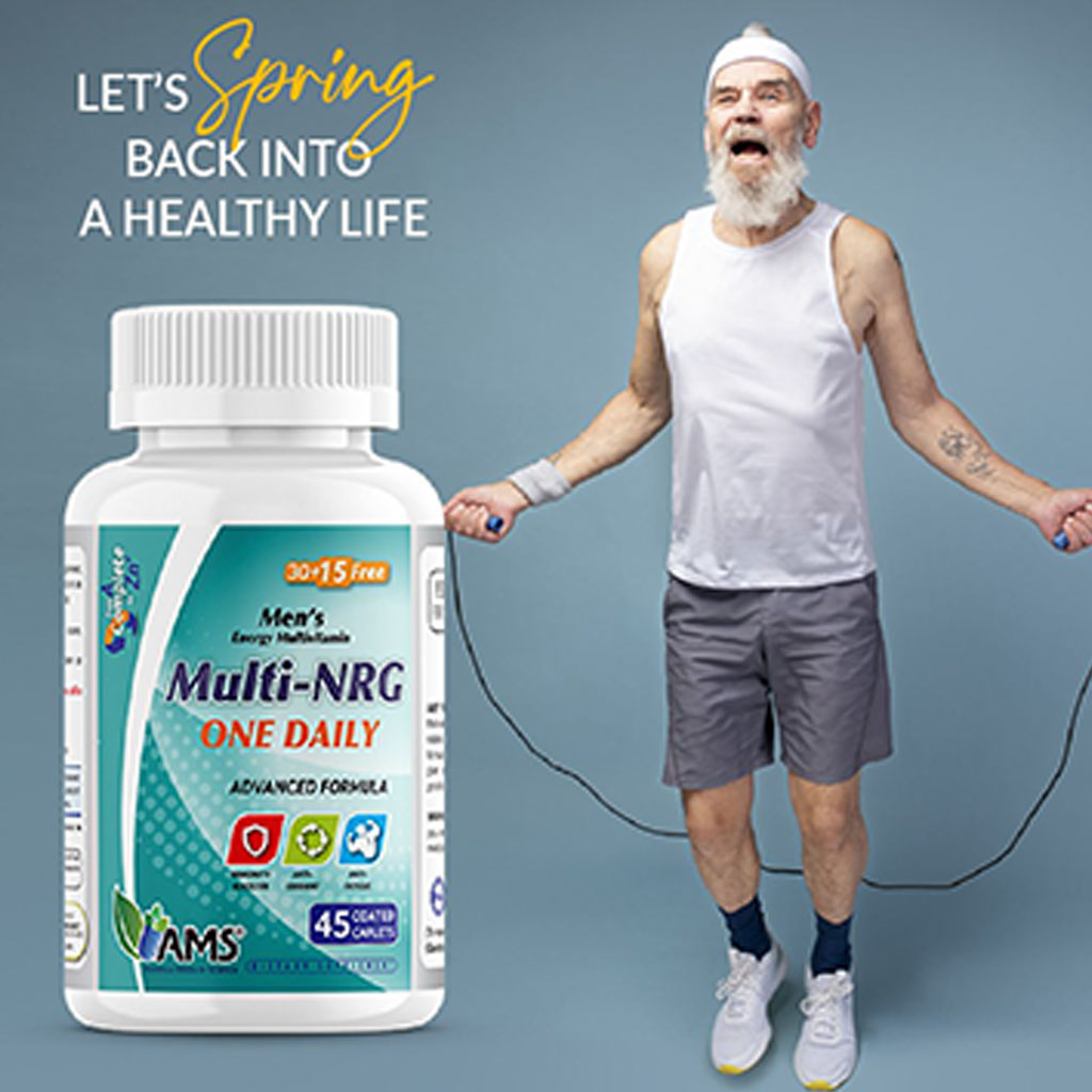 AMS Multi-NRG Men's Energy Multivitamin Supplement Tablets, Pack of 45's