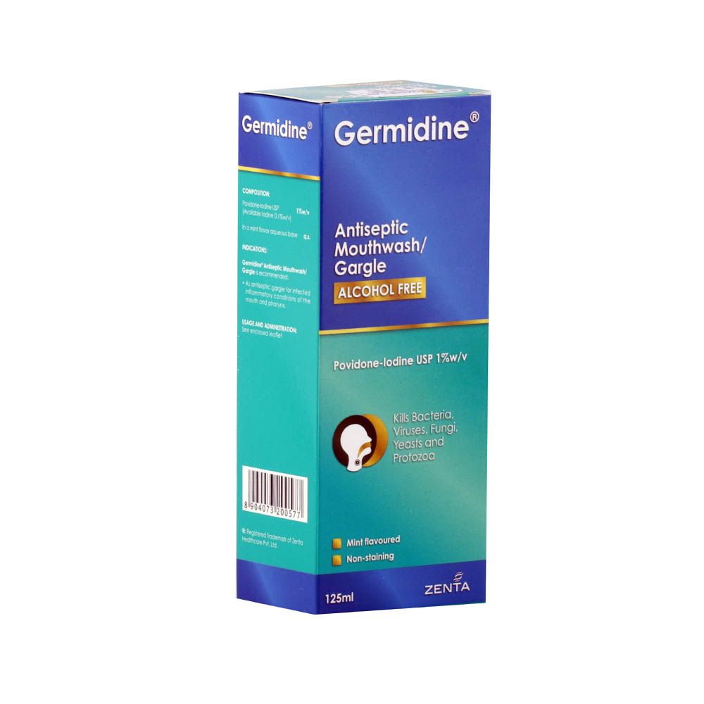 Germidine Antiseptic Mouthwash/Gargle Alcohol Free 125 mL
