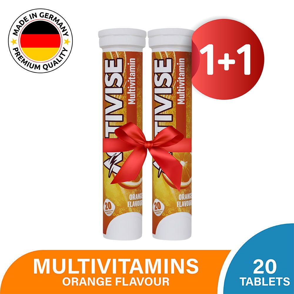 Activise Multivitamins Effervescent Tablets, Orange Flavor, 20's 1+1 PROMO Pack