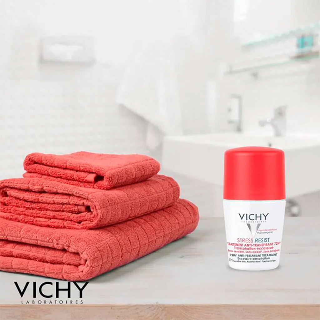 Vichy 72 Hours Stress Resist Anti-Perspirant Deodorant Roll-On For Excessive Perspiration 50ml, Buy 1 Get 50% Off On 2nd Piece, Promo Pack 