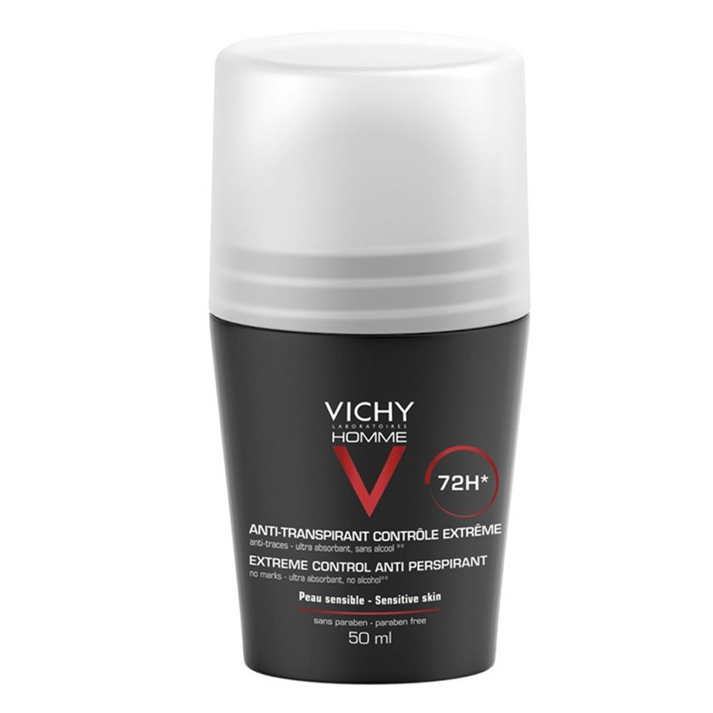 Vichy Homme 72 Hour Soothing Anti Perspirant Deodorant Roll-On 50ml, Buy 1 Get 50% Off On 2nd Piece, Promo Pack