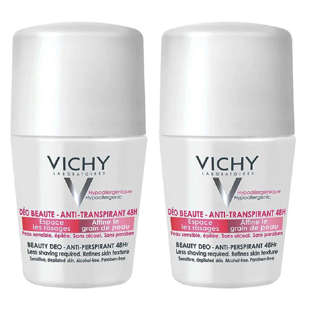 Vichy 48 Hours Anti Perspirant Beauty Deodorant Roll-On For Women 50ml, Buy 1 Get 50% Off On 2nd Piece, Promo Pack