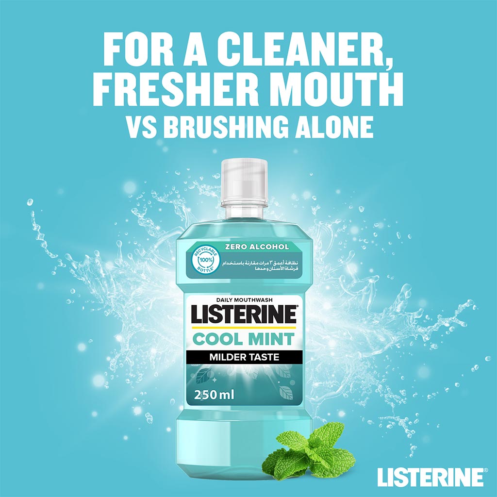 Listerine Zero Alcohol Cool Mint Milder Taste Mouthwash 250ml
