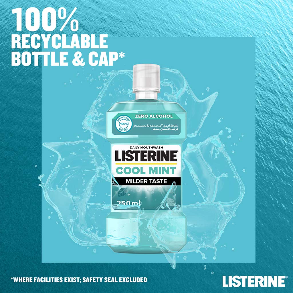 Listerine Zero Alcohol Cool Mint Milder Taste Mouthwash 250ml