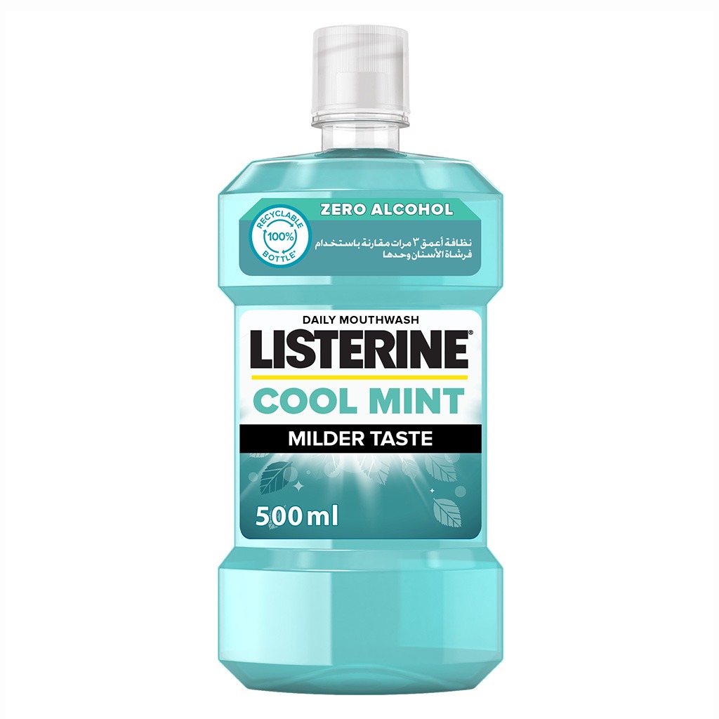 Listerine Zero Alcohol Cool Mint Milder Taste Mouthwash 500ml