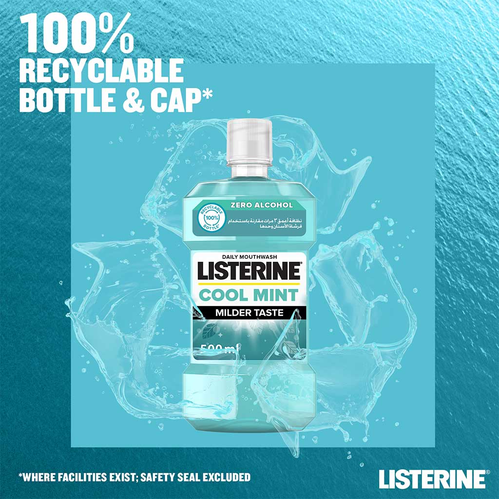Listerine Zero Alcohol Cool Mint Milder Taste Mouthwash 500ml