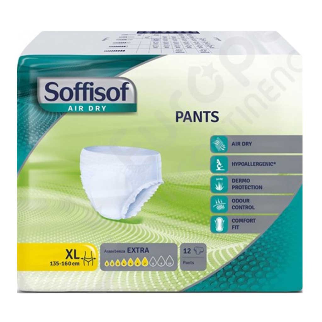 Soffisof Air Dry Adult Diaper Pants XL Size,135-160cm, Pack of 12's