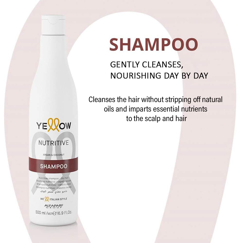Alfaparf Yellow Nutritive Nourishing Shampoo With Argan Oil & Coconut Oil For Dry Hair 500ml