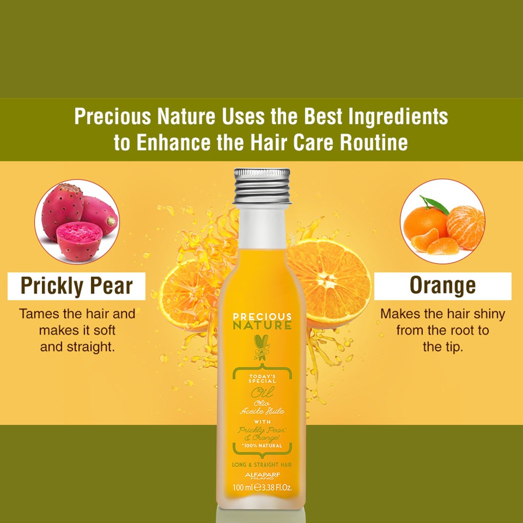 Alfaparf Precious Nature Leave-In Hair Oil With Prickly Pear And Orange For Long & Straight Hair 100ml