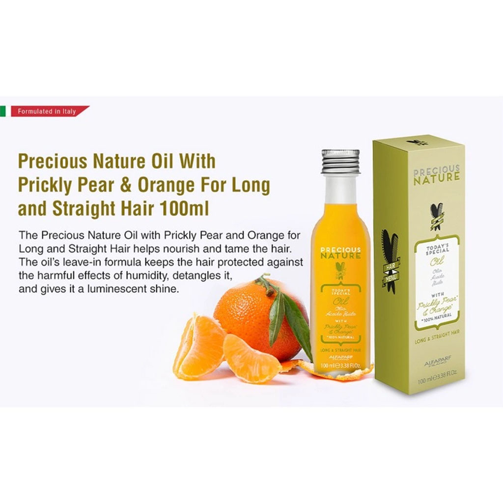 Alfaparf Precious Nature Leave-In Hair Oil With Prickly Pear And Orange For Long & Straight Hair 100ml