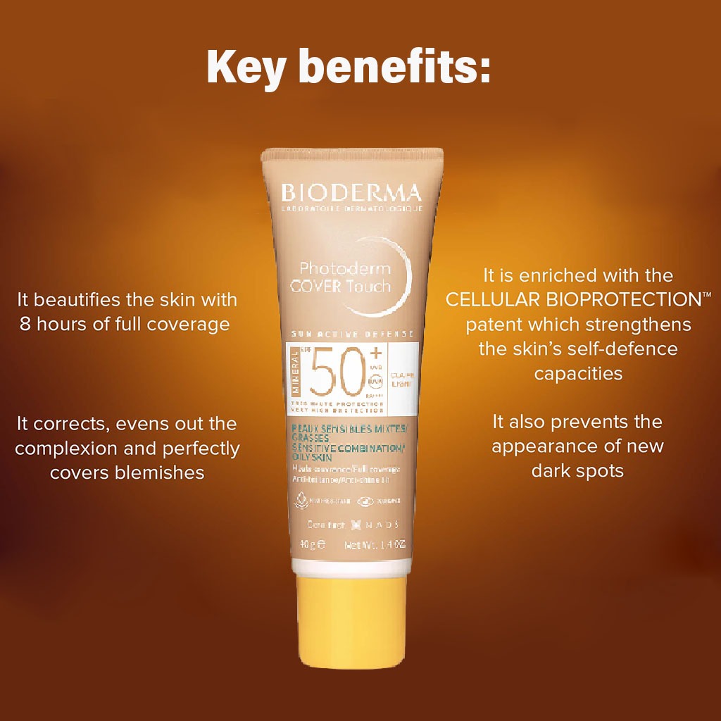 Bioderma Photoderm Cover Touch SPF50+ High Coverage Mineral Sunscreen Light Tinted 40 mL