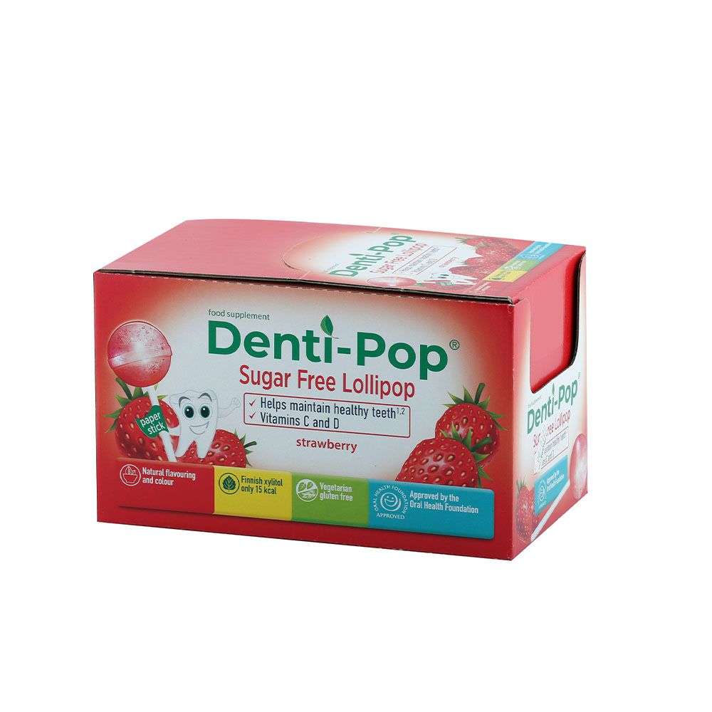 Denti-Pop Xylitol Sugar Free Lollipop Strawberry 40's