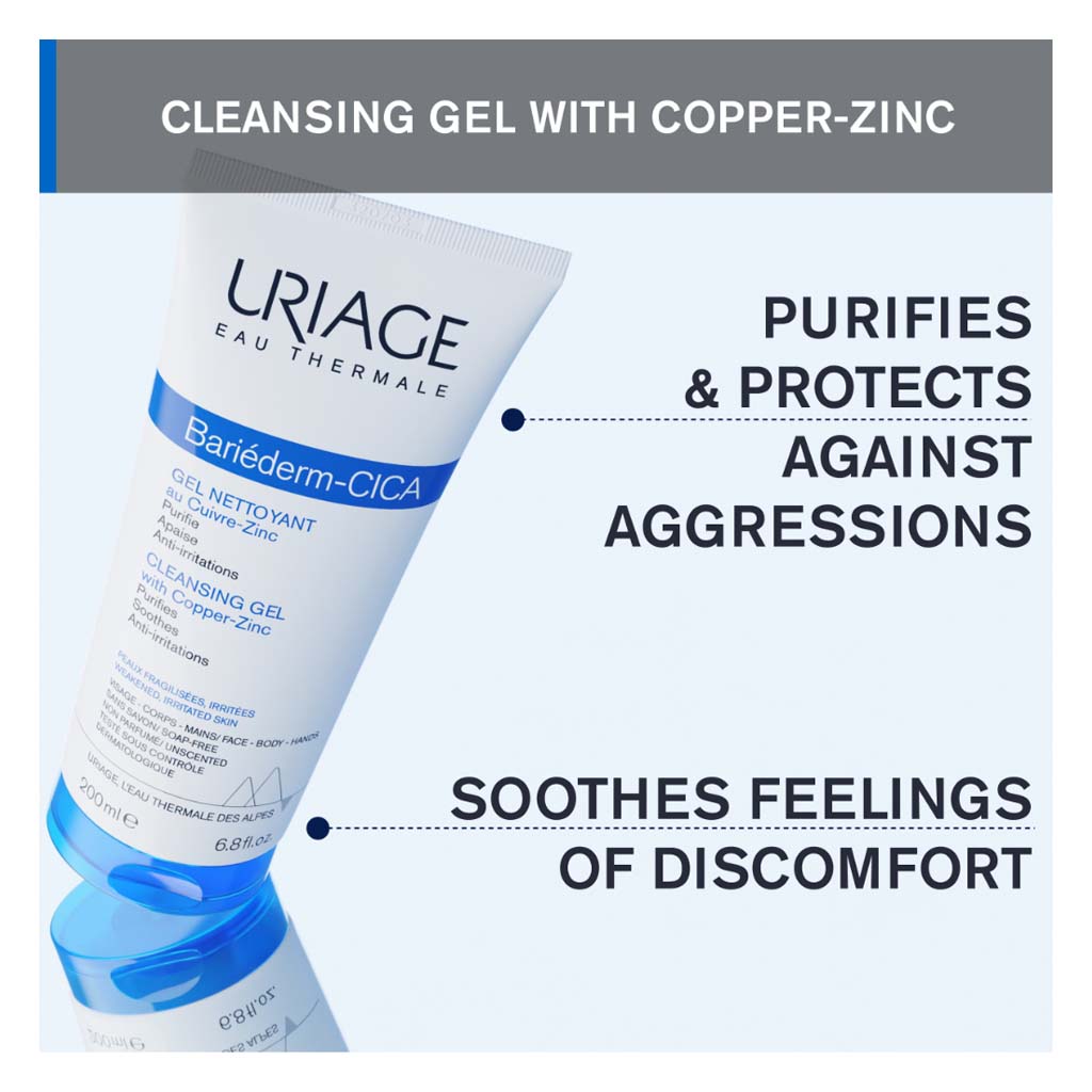 Uriage Bariederm-CICA Cleansing Gel With Copper & Zinc 200ml